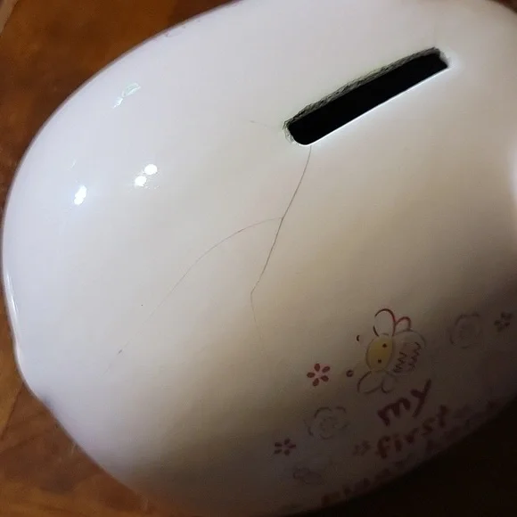 My First Piggy Coin Bank Girl Ceramic Pink  Baby Shower Child’s Nursery Pig - Picture 7 of 9